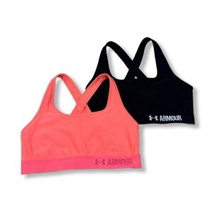 Under Armour Coral and Black Classic cross back Sports Bra Duo